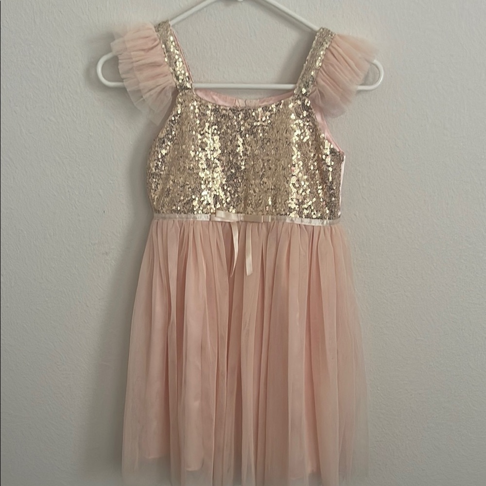 Popatu Gold Sequin and Pink Dress